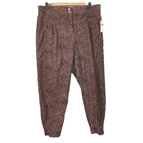 Anthropologie Kalea Joggers Pants Leopard Size 1X Plus Corduroy Mobwife NWT NEW - Picture 1 of 15
